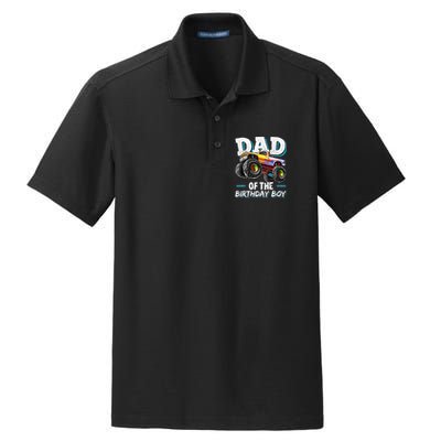 Dad Of The Birthday Boy Monster Truck Birthday Novelty Gift Dry Zone Grid Polo