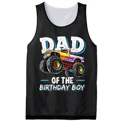 Dad Of The Birthday Boy Monster Truck Birthday Novelty Gift Mesh Reversible Basketball Jersey Tank