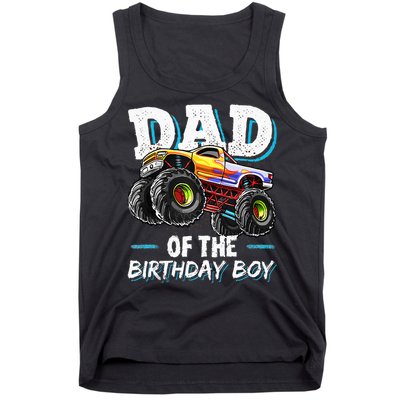 Dad Of The Birthday Boy Monster Truck Birthday Novelty Gift Tank Top