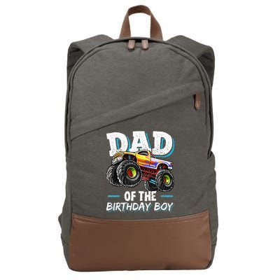 Dad Of The Birthday Boy Monster Truck Birthday Novelty Gift Cotton Canvas Backpack