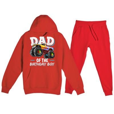 Dad Of The Birthday Boy Monster Truck Birthday Novelty Gift Premium Hooded Sweatsuit Set