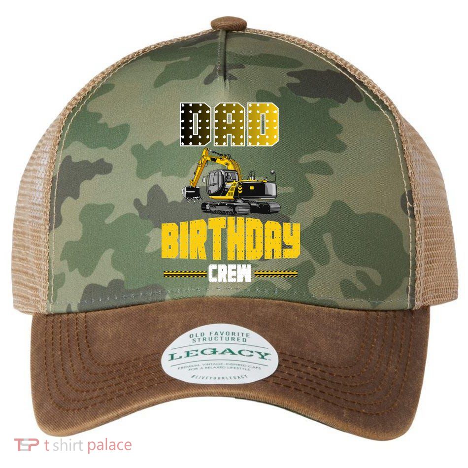 Dad Of The Birthday Crew Party Excavator Legacy Tie Dye Trucker Hat