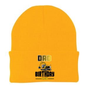 Dad Of The Birthday Crew Party Excavator Knit Cap Winter Beanie