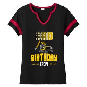 Dad Of The Birthday Crew Party Excavator Ladies Halftime Notch Neck Tee