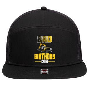 Dad Of The Birthday Crew Party Excavator 7 Panel Mesh Trucker Snapback Hat