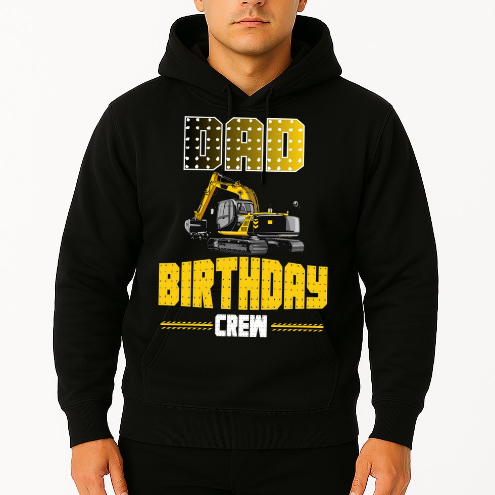 Dad Of The Birthday Crew Party Excavator Hoodie