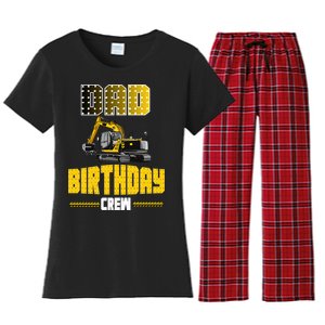 Dad Of The Birthday Crew Party Excavator Women's Flannel Pajama Set