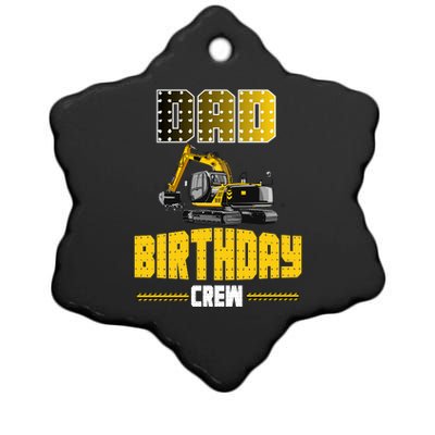 Dad Of The Birthday Crew Party Excavator Ceramic Star Ornament