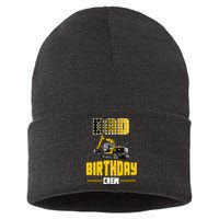 Dad Of The Birthday Crew Party Excavator Sustainable Knit Beanie