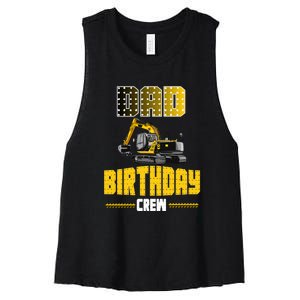 Dad Of The Birthday Crew Party Excavator Women's Racerback Cropped Tank