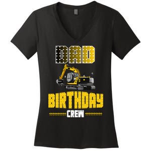 Dad Of The Birthday Crew Party Excavator Women's V-Neck T-Shirt