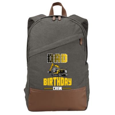 Dad Of The Birthday Crew Party Excavator Cotton Canvas Backpack