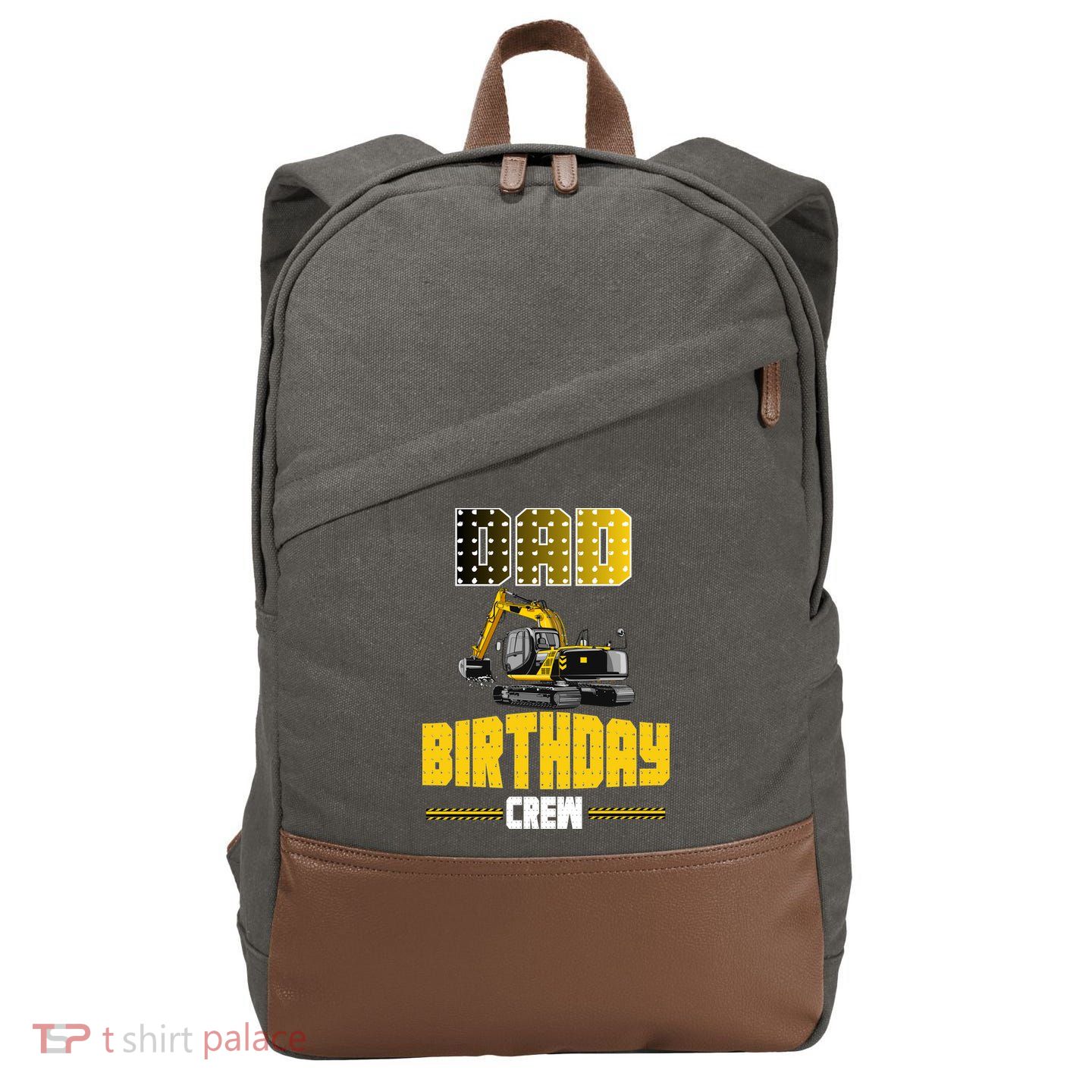 Dad Of The Birthday Crew Party Excavator Cotton Canvas Backpack