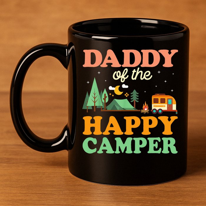 Daddy Of The Happy Camper 1st Bday Camping Trip 11oz C Handle Ceramic Mug