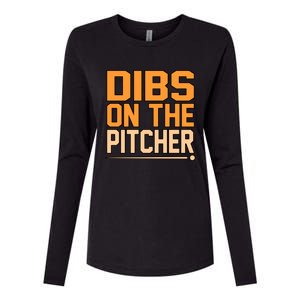 Dibs On The Pitcher Baseball Player Sports Coach Graphic Cute Gift Womens Cotton Relaxed Long Sleeve T-Shirt