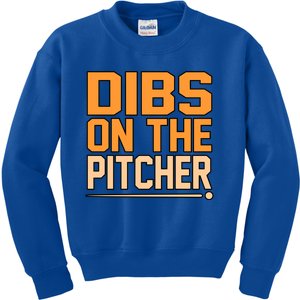 Dibs On The Pitcher Baseball Player Sports Coach Graphic Cute Gift Kids Sweatshirt