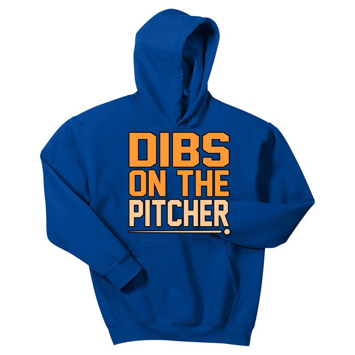 Dibs On The Pitcher Baseball Player Sports Coach Graphic Cute Gift Kids Hoodie