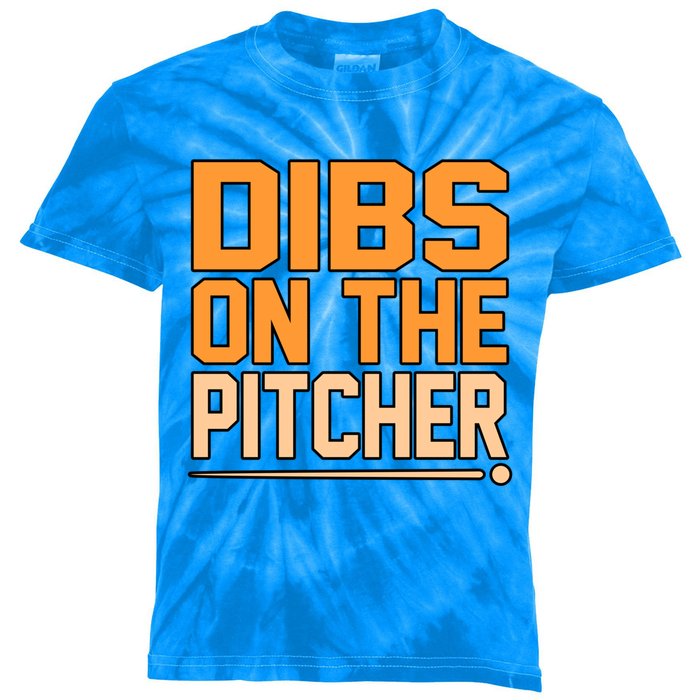 Dibs On The Pitcher Baseball Player Sports Coach Graphic Cute Gift Kids Tie-Dye T-Shirt