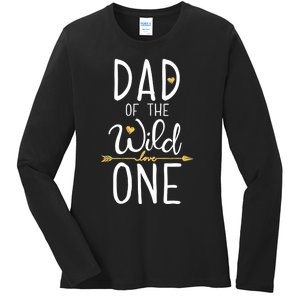 Dad Of The Wild One Fathers Day Daddy Papa Ladies Long Sleeve Shirt