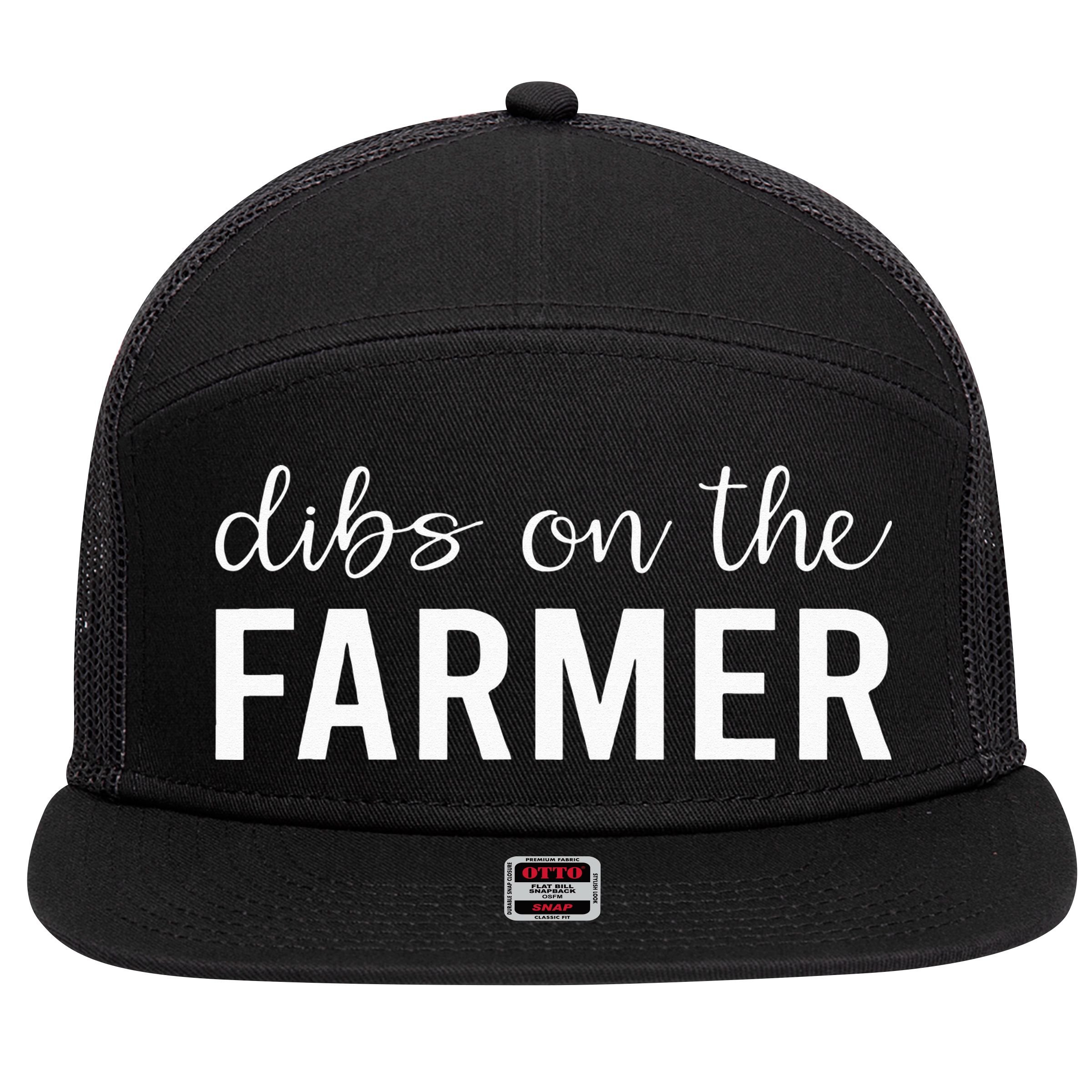Dibs On The Farmer Funny Farmer's Wife Gift 7 Panel Mesh Trucker Snapback Hat