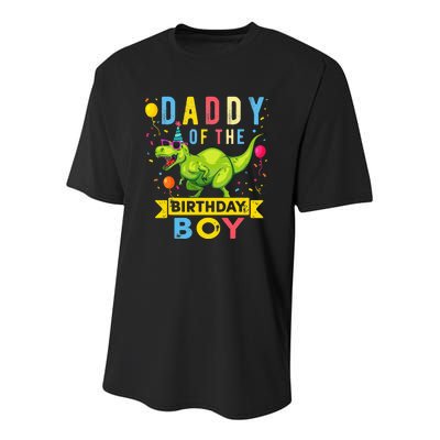 Daddy of the Birthday TRex Dinosaur Birthday Party Youth Performance Sprint T-Shirt