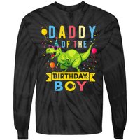 Daddy of the Birthday TRex Dinosaur Birthday Party Tie-Dye Long Sleeve Shirt