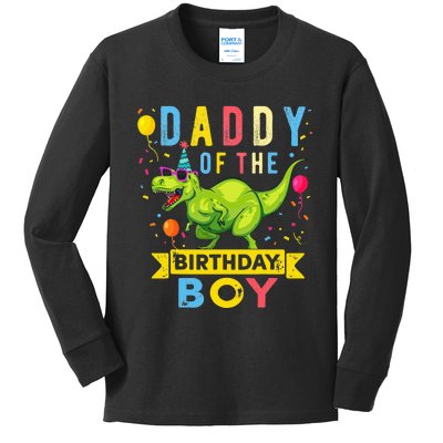 Daddy of the Birthday TRex Dinosaur Birthday Party Kids Long Sleeve Shirt