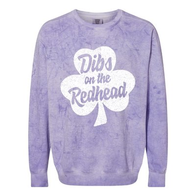 Dibs On The Redhead Funny St Patricks Day Drinking Colorblast Crewneck Sweatshirt