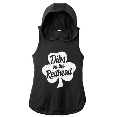 Dibs On The Redhead Funny St Patricks Day Drinking Ladies PosiCharge Tri-Blend Wicking Draft Hoodie Tank