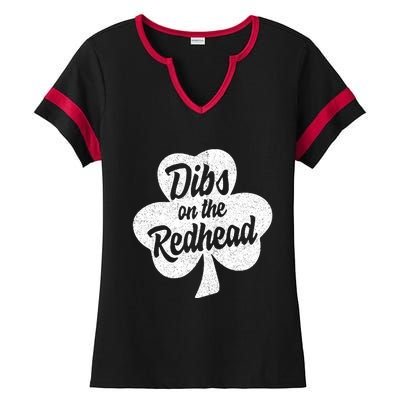 Dibs On The Redhead Funny St Patricks Day Drinking Ladies Halftime Notch Neck Tee