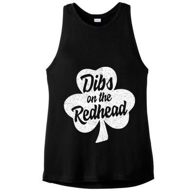Dibs On The Redhead Funny St Patricks Day Drinking Ladies PosiCharge Tri-Blend Wicking Tank