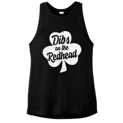 Dibs On The Redhead Funny St Patricks Day Drinking Ladies PosiCharge Tri-Blend Wicking Tank