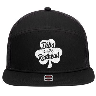 Dibs On The Redhead Funny St Patricks Day Drinking 7 Panel Mesh Trucker Snapback Hat
