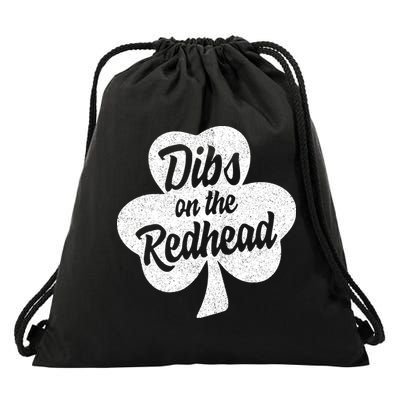 Dibs On The Redhead Funny St Patricks Day Drinking Drawstring Bag