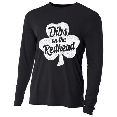 Dibs On The Redhead Funny St Patricks Day Drinking Cooling Performance Long Sleeve Crew
