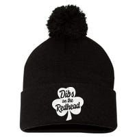 Dibs On The Redhead Funny St Patricks Day Drinking Pom Pom 12in Knit Beanie