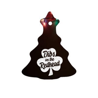 Dibs On The Redhead Funny St Patricks Day Drinking Ceramic Tree Ornament