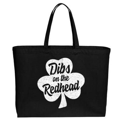 Dibs On The Redhead Funny St Patricks Day Drinking Cotton Canvas Jumbo Tote