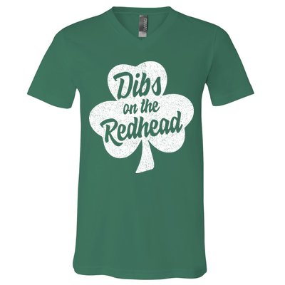 Dibs On The Redhead Funny St Patricks Day Drinking V-Neck T-Shirt