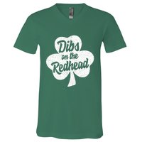 Dibs On The Redhead Funny St Patricks Day Drinking V-Neck T-Shirt