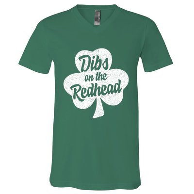 Dibs On The Redhead Funny St Patricks Day Drinking V-Neck T-Shirt