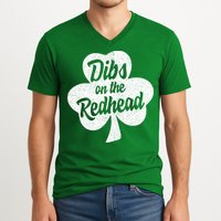 Dibs On The Redhead Funny St Patricks Day Drinking V-Neck T-Shirt