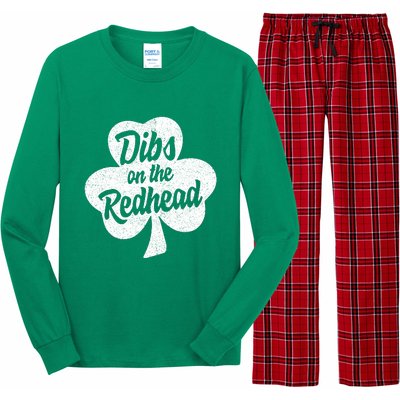 Dibs On The Redhead Funny St Patricks Day Drinking Long Sleeve Pajama Set