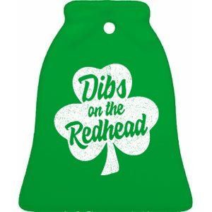 Dibs On The Redhead Funny St Patricks Day Drinking Ceramic Bell Ornament