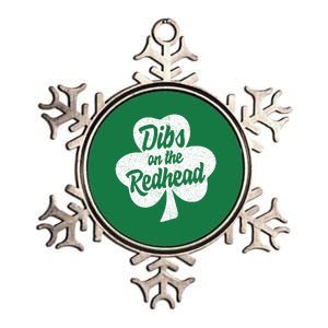 Dibs On The Redhead Funny St Patricks Day Drinking Metallic Star Ornament