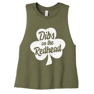 Dibs On The Redhead Funny St Patricks Day Drinking Women's Racerback Cropped Tank