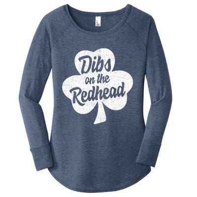 Dibs On The Redhead Funny St Patricks Day Drinking Women's Perfect Tri Tunic Long Sleeve Shirt