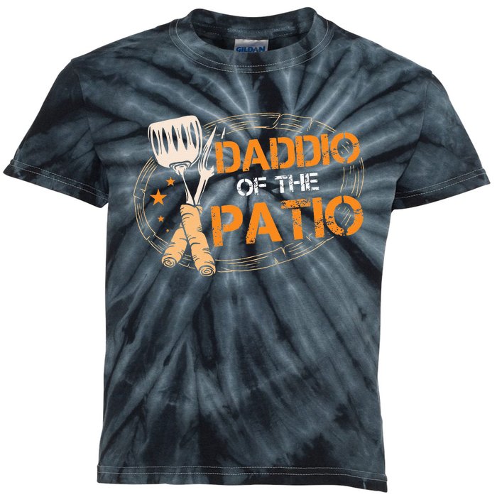 Daddio Of The Patio Grilling Sausage BBQ Barbecue Top Grill Kids Tie-Dye T-Shirt