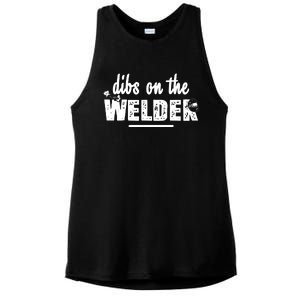 Dibs On The Welder Funny Welding Repair Ladies PosiCharge Tri-Blend Wicking Tank