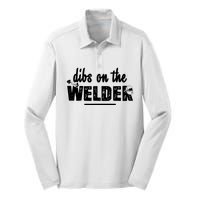 Dibs On The Welder Funny Welding Repair Silk Touch Performance Long Sleeve Polo